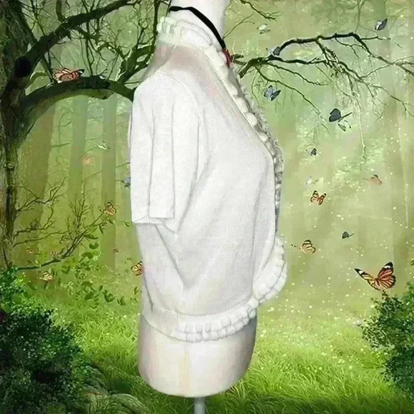 Coquette Style Open Ruffled Cardigan By Notations Size Large - Picture 6 of 8